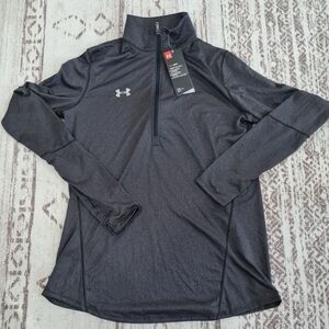 Under Armour Loose Fit Heat Gear Black Quarter Zip Pullover Women Size: Small